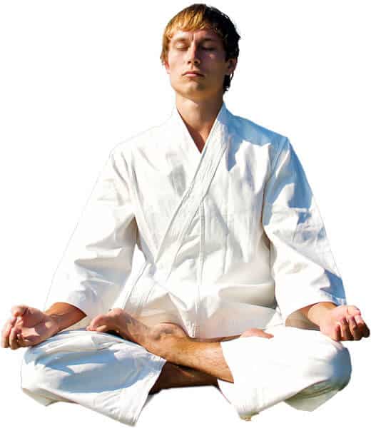 Martial Arts Lessons for Adults in Clinton Township MI - Young Man Thinking and Meditating in White